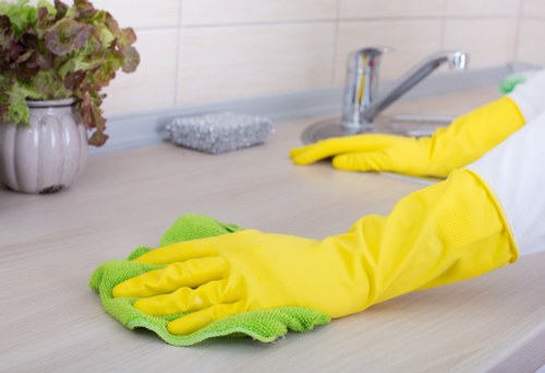 Professional cleaners in South Kensington completing a pre-clean risk assessment