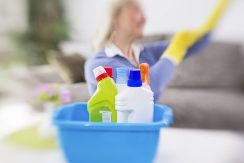 Professional cleaning team working around access and parking in South Kensington